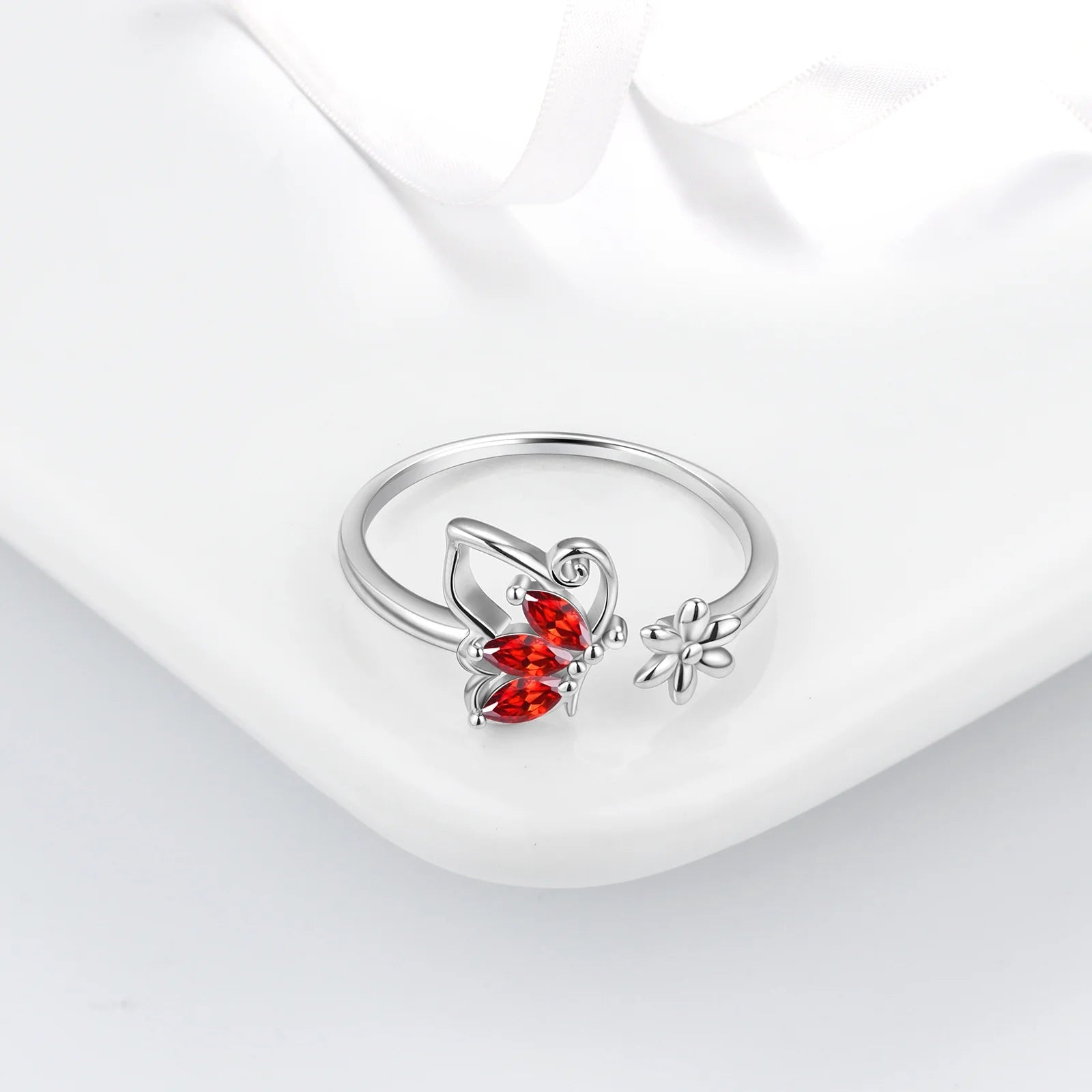 January Birthstone Red Butterfly Jewelry Set