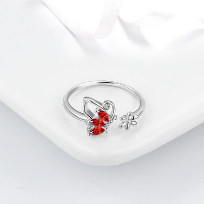 January Birthstone Red Butterfly Jewelry Set